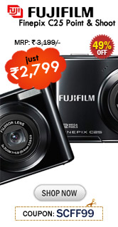 Fujifilm Finepix C25 Point & Shoot (Black) just Rs 2,799/-