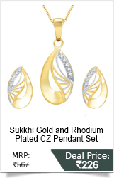 Sukkhi Indian Wedding Gold and Rhodium Plated CZ Pendant Set (108PS390)