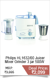 Philips HL1632/00 Juicer Mixer Grinder 3 jar 500W (Blue)