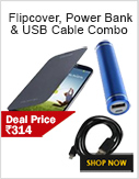 Flipcover, Power Bank & USB Cable Combo For Samsung/Micromax Mobiles