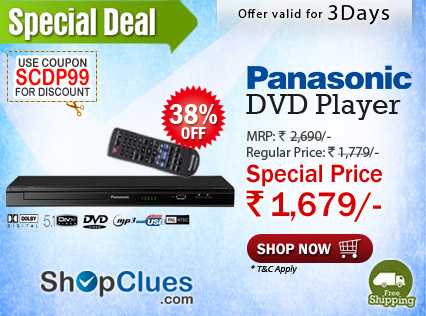 Panasonic DVD-S485 DVD Player in just  Rs 1,679/- 