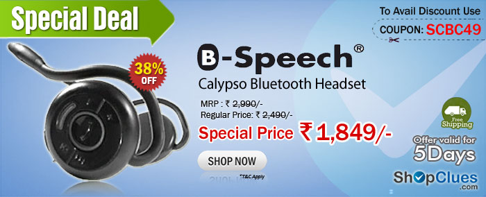 B-Speech Calypso Bluetooth Headset Just Rs 1,849/- with Free Shipping