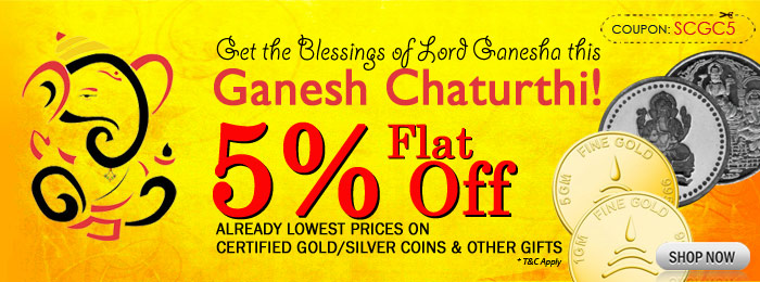 Get the Blessings of Lord Ganesha this Ganesh Chaturthi!
Flat 5% off Already Lowest Prices on Certified Gold/Silver Coins