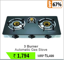 3 Burner Automatic Gas Stove with Marble Finish