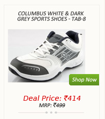 Columbus White & Dark Grey Sports Shoes - TAB-8