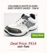 Columbus White & Dark Grey Sports Shoes - TAB-8