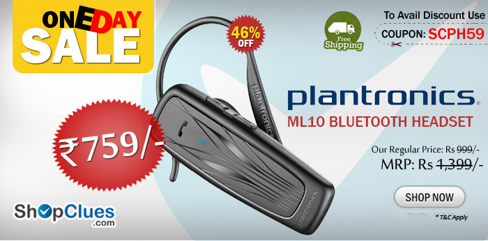 Plantronics ML10 Bluetooth Headset just Rs. 759/- only with free shipping