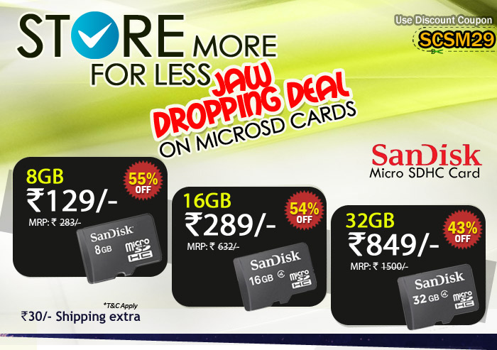 Sandisk Micro SD Cards 8GB Rs.129/-
