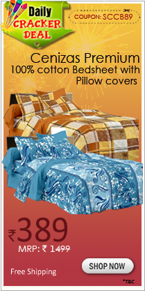 Cenizas Premium 100% cotton Double Bedsheet with Pilow covers Set of 3