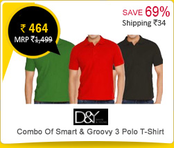 D&Y Combo Of Smart & Groovy 3 Polo T-Shirt