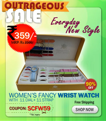 Womens Fancy Wrist Watch with 11 Dial + 11 Strap Options Just rs. 359/- with Free Shipping