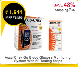 ccu-Chek Go Blood Glucose Monitoring System With 50 Testing Strips