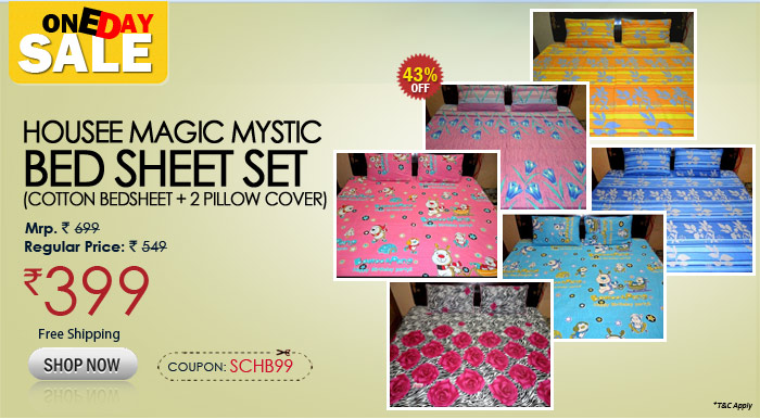 Housee Magic Mystic Bed Sheet Set (Cotton BedSheet + 2 Pillow Cover)