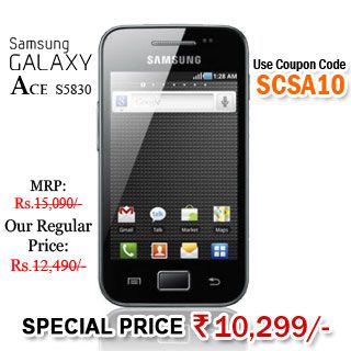 Samsung Galaxy Ace S5830 Mobile With 1 Year Manufacturer Warranty @Rs. 10299 only