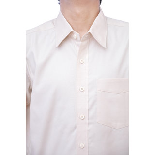 Premium Men Cotton Cream Plain Formal Shirt By Blue Buton 2025 at ShopCircuit | ONDC