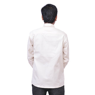 Premium Men Cotton Cream Plain Formal Shirt By Blue Buton 2025 at ShopCircuit | ONDC