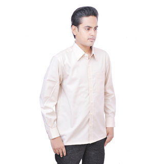 Premium Men Cotton Cream Plain Formal Shirt By Blue Buton 2025 at ShopCircuit | ONDC