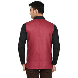 Latest Men QDesigns Red Plain Slim Nehru Jacket for Men 2025 at ShopCircuit | ONDC
