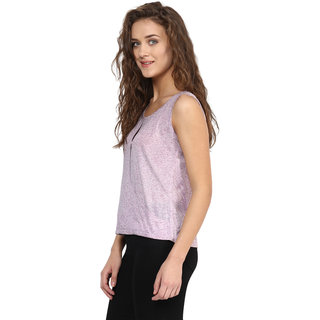 Sophisticated Women Miss Chase Women's Purple Round Neck Sleeveless Basic Solid/Plain Top 2025 a