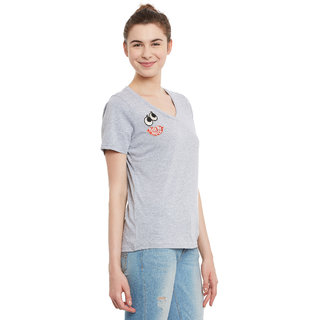 Sophisticated Women Miss Chase Women's Gray Round Neck Half Sleeve Basic Solid/Plain Top 2025 at