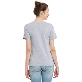 Sophisticated Women Miss Chase Women's Gray Round Neck Half Sleeve Basic Solid/Plain Top 2025 at