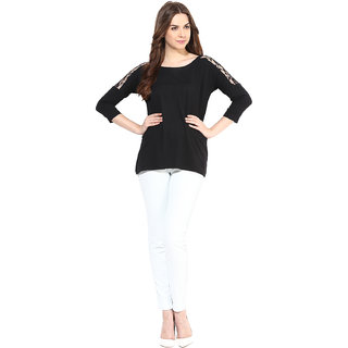 Best Women Miss Chase Women's  Round Neck Cap Sleeves Basic Plain Top 2025 at ShopCircuit | ONDC