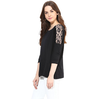 Best Women Miss Chase Women's  Round Neck Cap Sleeves Basic Plain Top 2025 at ShopCircuit | ONDC