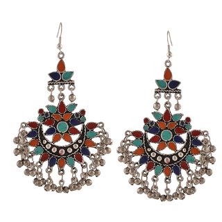 Minha Oxidised Multicolor Alloy Chandbali for Women - Earrings | Buy online on ZillyBuy