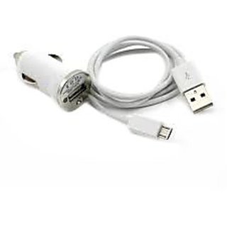 Combo of Car Charger + Charging cum Data Cable/USB Cable (Assorted colors)