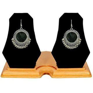 Minha Oxidized Afghani Earrings with Mirror for Wome - Earrings | Buy online on ZillyBuy