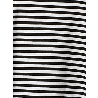 Affordable Women Miss Chase Women's Black And White Round Neck Half Sleeve Striped Cold Shoulder