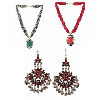 Combo of 2 oxidised  beads harram necklace + oxidised earring - Jewellery Sets | Buy online on ZillyBuy