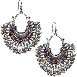 Lucky Jewellery Trendy Multicolor Oxidised Plating Afghani Earring For Girls  Women - Earrings | Buy online on ZillyBuy