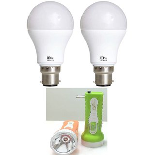 Alpha pro 9 watt bulbs pack of 2 with 1 rechargeable torch Free