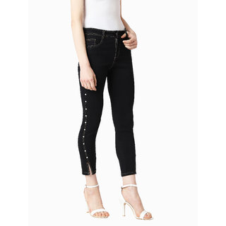 Best Women Miss Chase Women's Blue Out And About Pearl High Waist Denim Pant 2025 at ShopCircuit
