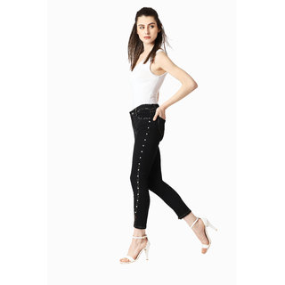 Best Women Miss Chase Women's Blue Out And About Pearl High Waist Denim Pant 2025 at ShopCircuit