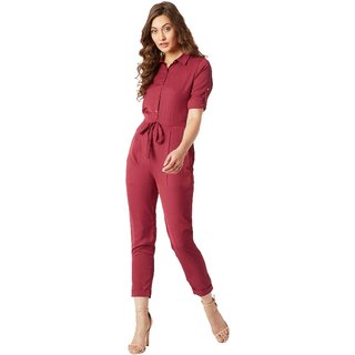 Exclusive Women Miss Chase Women's Maroon Cherish Your Love Tie-Up Jumpsuit 2025 at ShopCircuit 