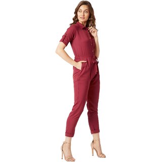 Exclusive Women Miss Chase Women's Maroon Cherish Your Love Tie-Up Jumpsuit 2025 at ShopCircuit 