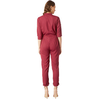 Exclusive Women Miss Chase Women's Maroon Cherish Your Love Tie-Up Jumpsuit 2025 at ShopCircuit 