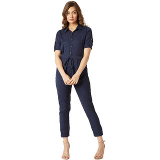 Exclusive Women Miss Chase Women's Navy Cherish Your Love Tie-Up Jumpsuit 2025 at ShopCircuit | 