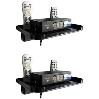 Pack of 2 HFK Black Set Top Box stand With 2 Remote Holder And Screw free - Hardware, Tools and Home Safety | Buy online on ZillyBuy