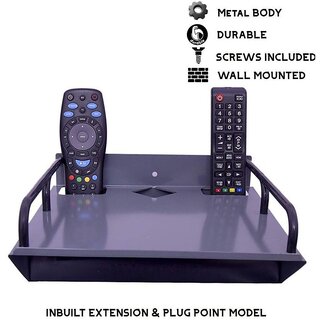 HFK Black Mattle Set Top Box stand With 2 Remote Holder And Inbuilt Extension with 2 screw free, - Hardware, Tools and Home Safety | Buy online on ZillyBuy