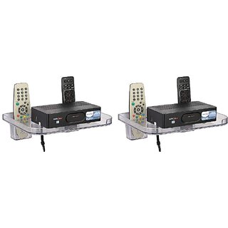 Pack of 2 HFK White Set Top Box stand With 2 Remote Holder And 2Screw free - Hardware, Tools and Home Safety | Buy online on ZillyBuy