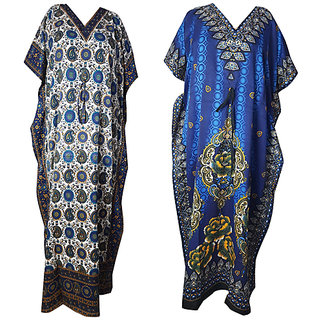 Ukal Combo Pack of 2 Women's Kaftan Dress Cover Up Nightwear Nighty Gown V-Neck Dress