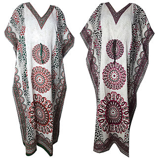 Ukal Combo Pack of 2 Women's Kaftan Dress Cover Up Nightwear Nighty Gown V-Neck Dress