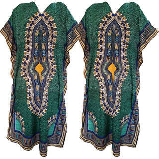 Ukal Combo Pack of 2 Women's Kaftan Dress Cover Up Nightwear Nighty Gown V-Neck Dress