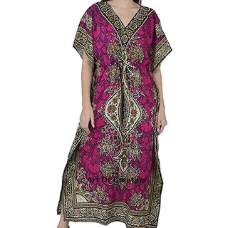 Ukal Combo Pack of 2 Women's Kaftan Dress Cover Up Nightwear Nighty Gown V-Neck Dress
