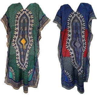 Ukal Combo Pack of 2 Women's Kaftan Dress Cover Up Nightwear Nighty Gown V-Neck Dress
