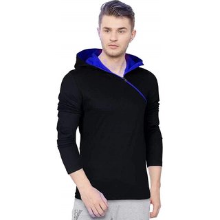 Sophisticated Men Redbrick Black Plain Blue hooddie Full Sleeve Casual T-Shirt For Men 2025 at S