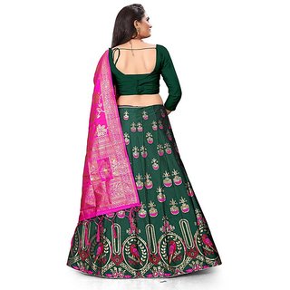 Premium Women Indian Heritage Leheriya Banarasi Silk Semi-stitched Lehenga Choli 2025 at ShopCir